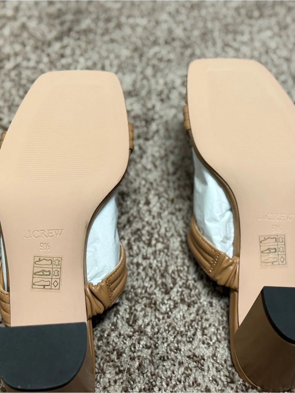 J. Crew Tan Block Heel Leather Mules